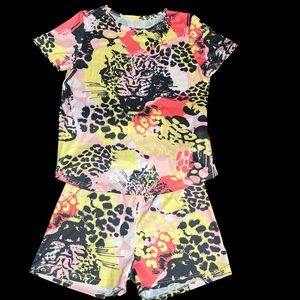 2 piece lounge short set, 100% polyester